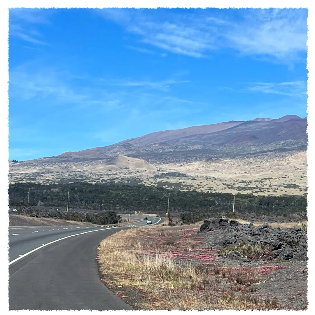 Saddle Road crossing the high desert between Mauna Kea and Mauna Loa on the Big Island.